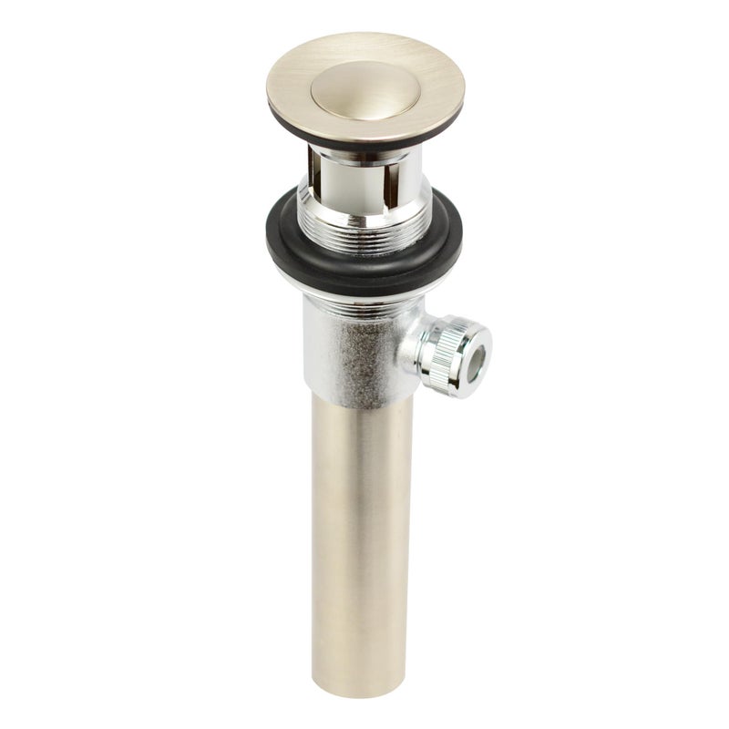 Purelux Bathroom Faucet Vanity Sink Metal Pop-Up Drain Stopper Assembly with Lift Rod and Overflow, Brushed Nickel Finish - Image 2